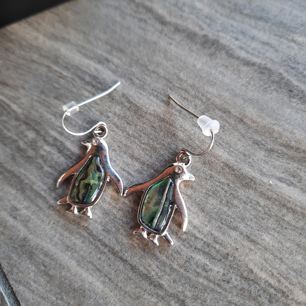 Penguin Paua Shell Earrings - Picture 2 of 3